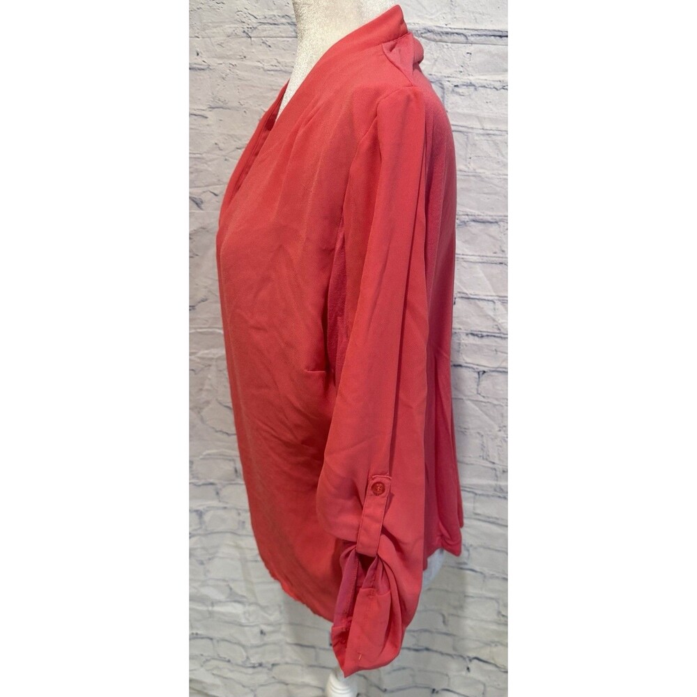 I.N.C International Concepts V-neckline long sleeves with roll-tab Blouse Top XL - Picture 3 of 6